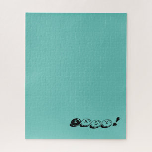 Easy! or Your Text Solid Blue Hard Difficult Evil Jigsaw Puzzle