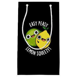 Easy Peasy Lemon Squeezy Funny Fruit Pun Dark BG Small Gift Bag