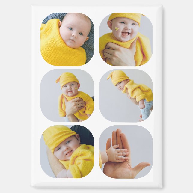 Easy Personalize Your Own Unique 6 Photo Magnet (Front)