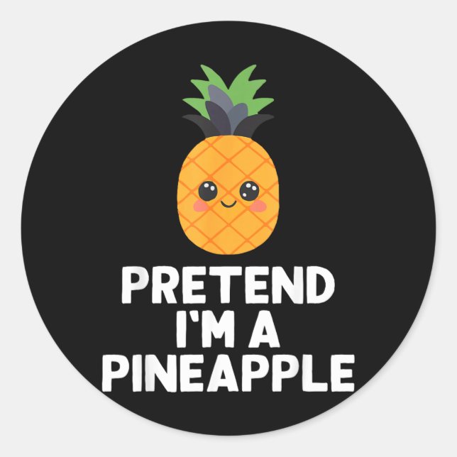 Easy Pretend A Pineapple Costume Halloween Funny Classic Round Sticker (Front)