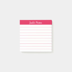 Easy Read Cherry Red Lined Personalized Post-it Notes