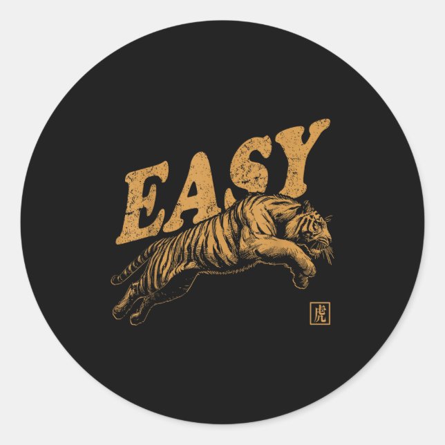 Easy Tiger Retro Distressed Vintage  Classic Round Sticker (Front)