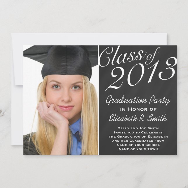 Easy to Customize Graduation Portrait Photo Party Invitation (Front)