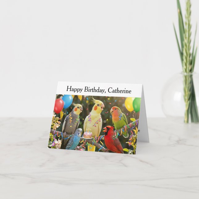 Easy to Customize Unique Bird Lover Birthday Card (Front)