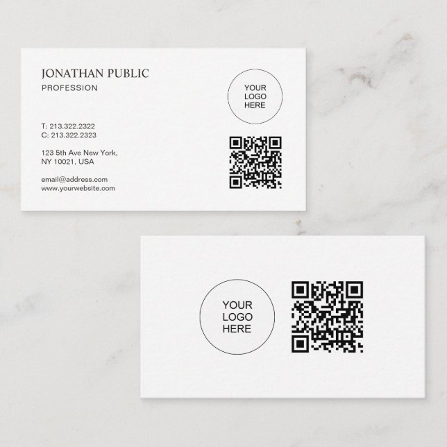 Easy to Make QR Code Modern Upload Your Logo Business Card (Front/Back)