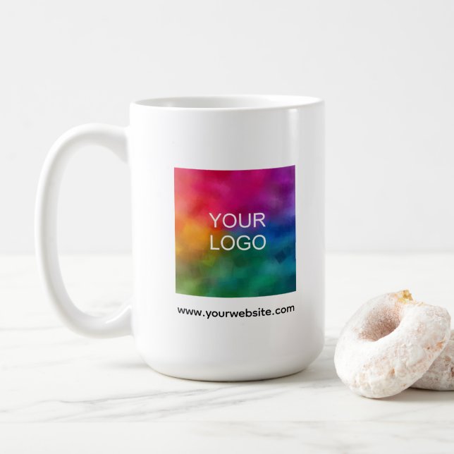 Easy to Make Upload Your Company Logo Photo Here Coffee Mug (With Donut)