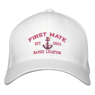 Easy to Personalize YEAR Names First Mate Anchor Embroidered Hat