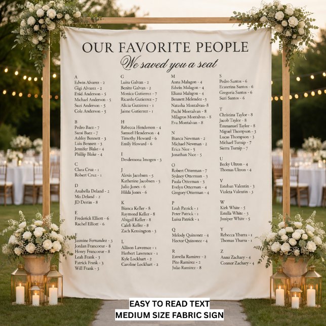 Easy to Read Fabric Wedding Seating Chart Sign Tapestry (Creator Uploaded)
