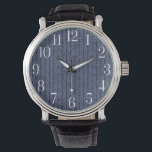 Easy To Read Large Numbers Modern Urban Blue Watch<br><div class="desc">Large numbers makes this watch easier to read. Blue urban pattern with white numbers. Unique style for the modern person.</div>