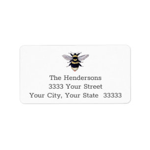 Easy to Read Vintage Bumble Bee Return Address Label