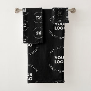 Easy to Replace Logo & Editable Text Pattern Bath Towel Set