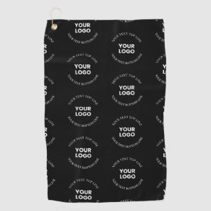 Easy to Replace Logo & Editable Text Pattern Golf Towel