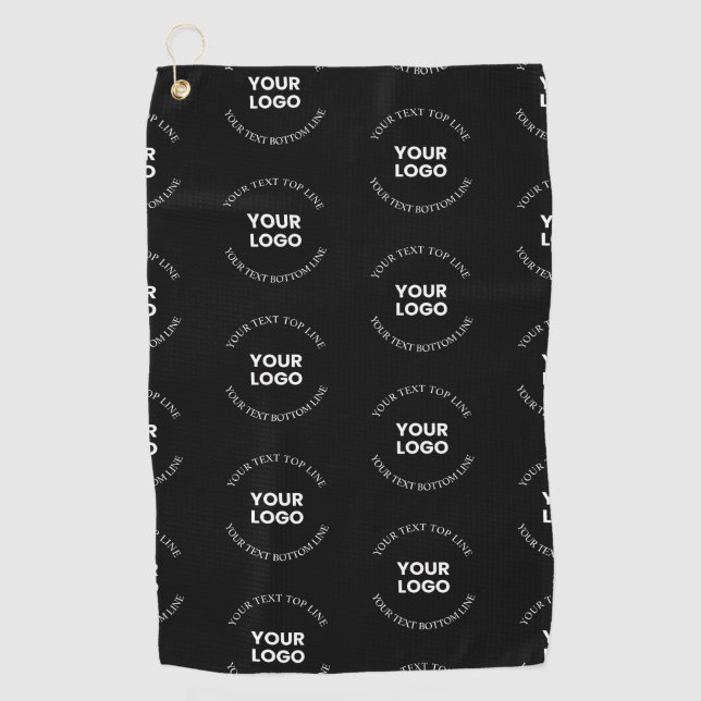 Easy to Replace Logo & Editable Text Pattern Golf Towel (Front)