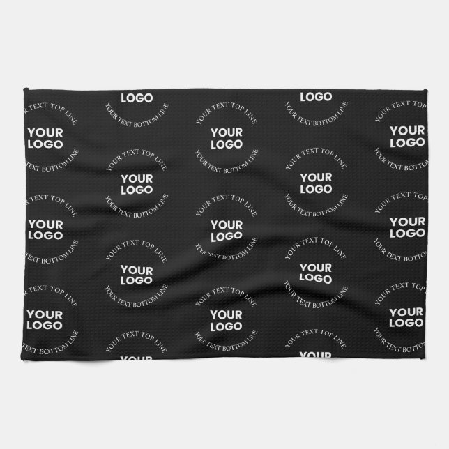 Easy to Replace Logo & Editable Text Pattern Kitchen Towel (Horizontal)
