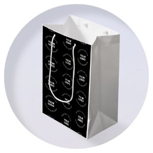 Easy to Replace Logo & Editable Text Pattern Medium Gift Bag