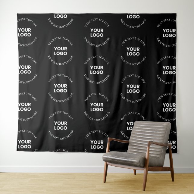 Easy to Replace Logo & Editable Text Pattern Tapestry (In Situ (Horizontal))