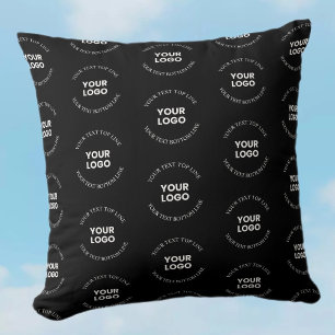 Easy to Replace Logo & Editable Text Pattern Throw Pillow