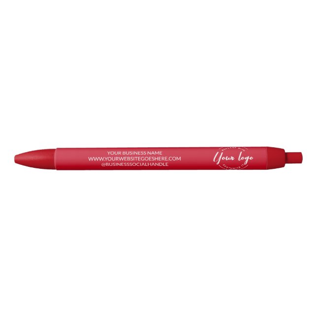 Easy-to-use Red template Your logo Business Black Ink Pen (Front)