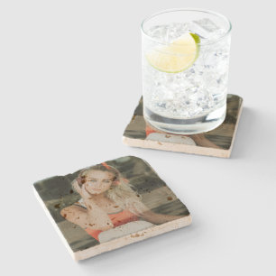 EASY! Travertine Coaster - Personalized -Add Image
