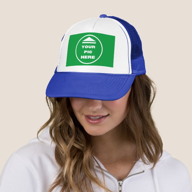 EASY! Trucker Hat - White and Royal - Customize (In Situ)