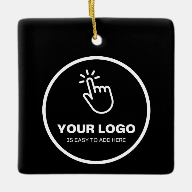 Easy Upload Your Logo Custom Low Minimums Black Ceramic Ornament (Front)