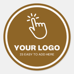 Easy Upload Your Logo Custom Low Minimums Brown Classic Round Sticker