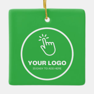 Easy Upload Your Logo Custom Low Minimums Green Ceramic Ornament