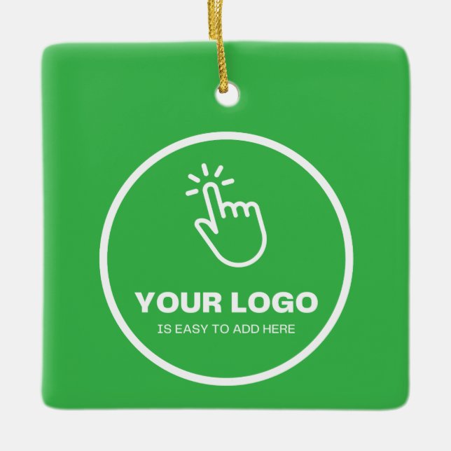 Easy Upload Your Logo Custom Low Minimums Green Ceramic Ornament (Front)