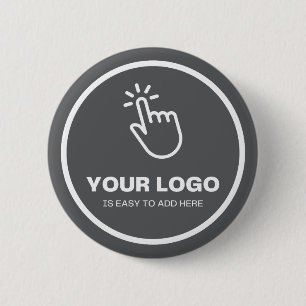 Easy Upload Your Logo Custom Low Minimums Grey 2 Inch Round Button