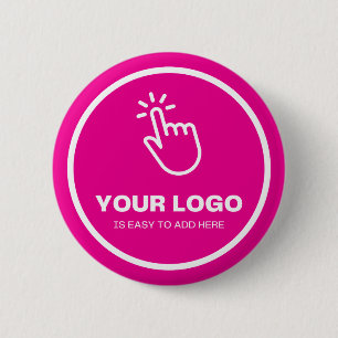 Easy Upload Your Logo Custom Low Minimums Pink 2 Inch Round Button