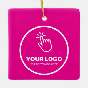 Easy Upload Your Logo Custom Low Minimums Pink Ceramic Ornament
