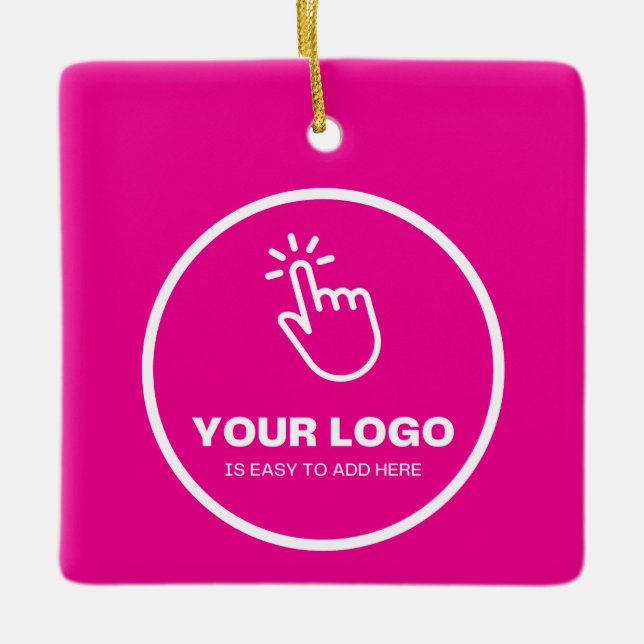 Easy Upload Your Logo Custom Low Minimums Pink Ceramic Ornament (Front)