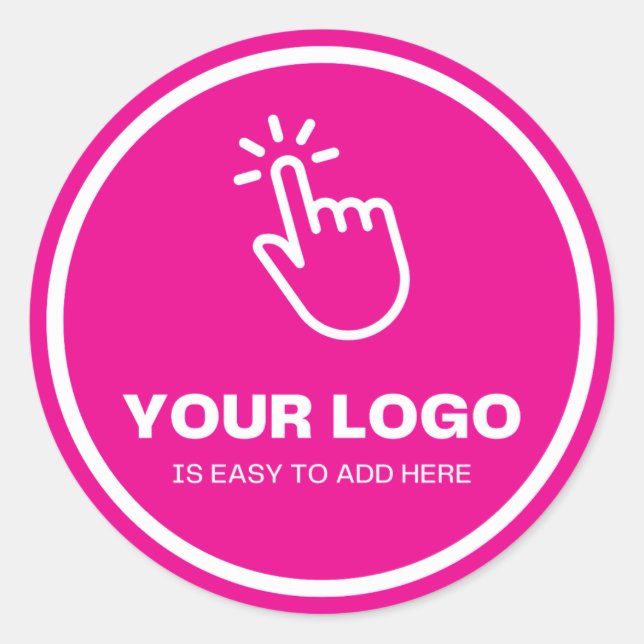 Easy Upload Your Logo Custom Low Minimums Pink Classic Round Sticker (Front)