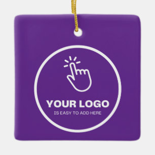 Easy Upload Your Logo Custom Low Minimums Purple Ceramic Ornament
