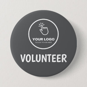 Easy Upload Your Logo Custom Volunteer Grey 3 Inch Round Button
