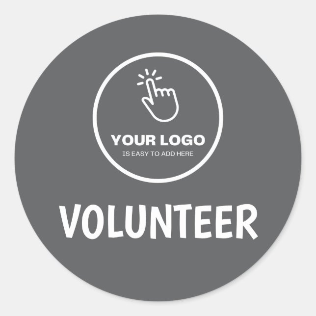 Easy Upload Your Logo Custom Volunteer Grey Classic Round Sticker (Front)