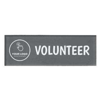 Easy Upload Your Logo Custom Volunteer Grey Name Tag