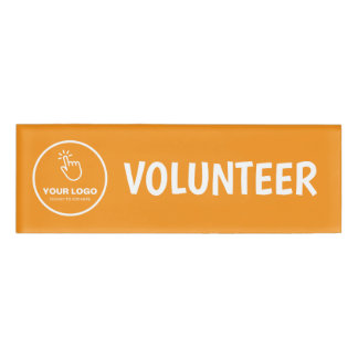 Easy Upload Your Logo Custom Volunteer Orange Name Tag