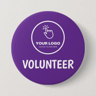 Easy Upload Your Logo Custom Volunteer Purple 3 Inch Round Button