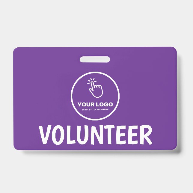 Easy Upload Your Logo Custom Volunteer Purple Badge (Front)