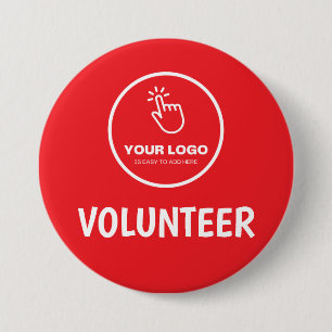 Easy Upload Your Logo Custom Volunteer Red 3 Inch Round Button