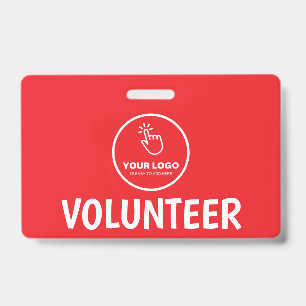 Easy Upload Your Logo Custom Volunteer Red Badge