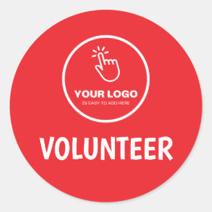 Easy Upload Your Logo Custom Volunteer Red Classic Round Sticker