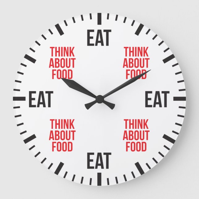 Eat and Think About Food - Funny Novelty Large Clock (Front)
