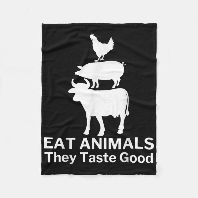 Eat Animals Funny Bbq Grilling  Fleece Blanket (Front)