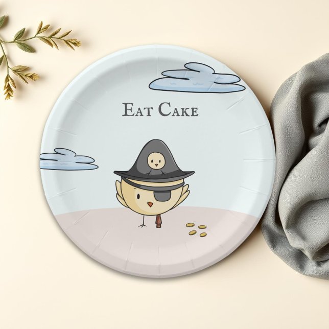 Eat Cake Cute Pirate Themed Party Personalized Paper Plate (Creator Uploaded)