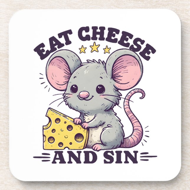 Eat Cheese And Sin Coaster (Front)