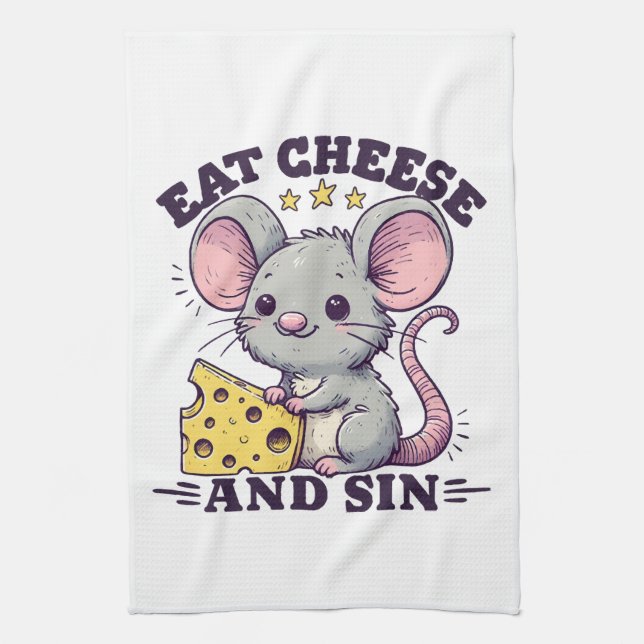 Eat Cheese And Sin Kitchen Towel (Vertical)