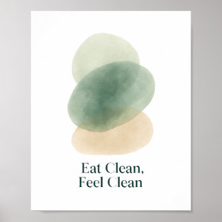 Eat Clean Feel Clean Abstract Kitchen Print