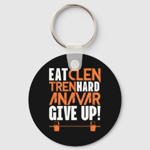Eat Clean Tren Hard Gym Bodybuilding Fitness Worko Keychain